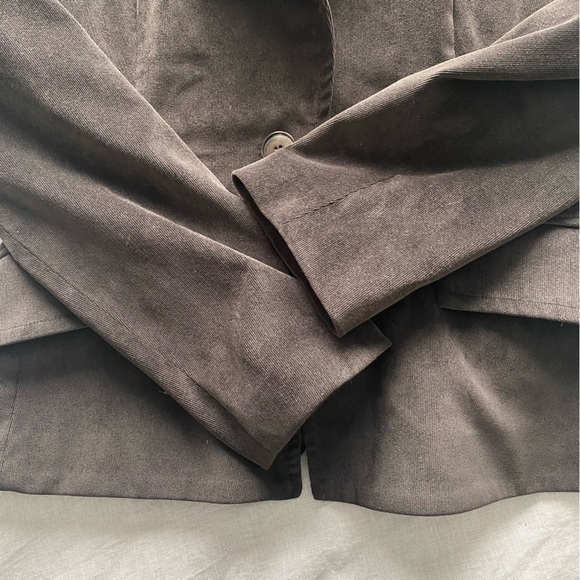 Iris Setlakwe Dark Brown Corduroy Peplum Back Blazer Size 12 - Picture 9 of 13